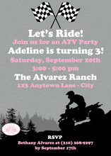 Load image into Gallery viewer, Pink ATV Birthday Party Invitation Girl Quad 4 Wheeler Boogie Bear Invitations Adeline Theme Printed