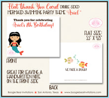 Load image into Gallery viewer, Mermaid Swimming Thank You Card Birthday Party Pool Ocean Girl Boogie Bear Invitations Ariel Theme Printed