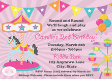 Load image into Gallery viewer, Amusement Park Birthday Party Invitation Pink Girl Boogie Bear Invitations Camille Theme Paperless Printable Printed