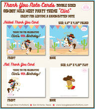 Load image into Gallery viewer, Cowboy Wild West Party Thank You Card Birthday Country Boy Boogie Bear Invitations Clint Theme Printed