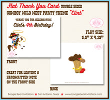 Load image into Gallery viewer, Cowboy Wild West Party Thank You Card Birthday Country Boy Boogie Bear Invitations Clint Theme Printed