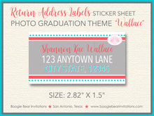 Load image into Gallery viewer, High School College Graduation Announcement Photo Coral Red Blue Boogie Bear Invitations Wallace Theme Paperless Printable Printed