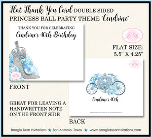 Princess Ball Party Thank You Cards Birthday Crown Blue Cinderella Boogie Bear Invitations Cendrine Theme Printed