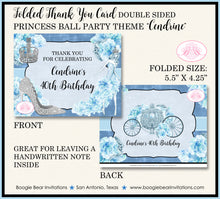 Load image into Gallery viewer, Princess Ball Party Thank You Cards Birthday Crown Blue Cinderella Boogie Bear Invitations Cendrine Theme Printed