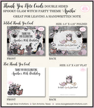 Load image into Gallery viewer, Spooky Glam Witch Party Thank You Card Note Birthday Halloween Girl Boogie Bear Invitations Agatha Theme Printed