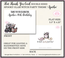 Load image into Gallery viewer, Spooky Glam Witch Party Thank You Card Note Birthday Halloween Girl Boogie Bear Invitations Agatha Theme Printed