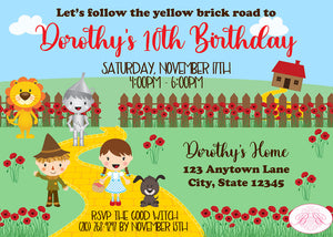 Wizard of Oz Birthday Party Invitation Boogie Bear Invitations Dorothy Theme Paperless Printable Printed