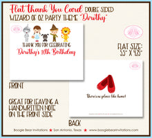 Load image into Gallery viewer, Wizard of Oz Birthday Party Thank You Note Card Ruby Red Shoes Boogie Bear Invitations Dorothy Theme Printed