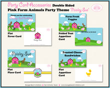 Load image into Gallery viewer, Pink Farm Animals Birthday Favor Party Card Tent Appetizer Place Barn Girl Boogie Bear Invitations Paisley Sue Theme