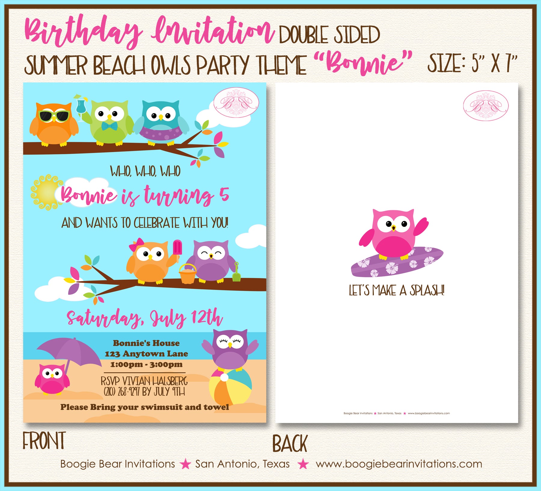 summer-beach-owls-birthday-party-invitation-swimming-boogie-bear-invit-boogie-bear-invitations for Free Printable Owl Birthday Invitations Summer Beach Owls Birthday Party Invitation Swimming Boogie Bear Invit – Boogie Bear Invitations for Free Printable Owl Birthday Invitations
