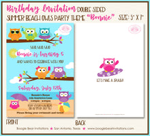 Load image into Gallery viewer, Summer Beach Owls Birthday Party Invitation Swimming Boogie Bear Invitations Paperless Printable Printed Bonnie Theme