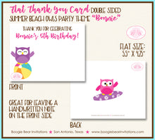 Load image into Gallery viewer, Summer Beach Owls Party Thank You Card Birthday Swimming Boogie Bear Invitations Bonnie Theme Printed