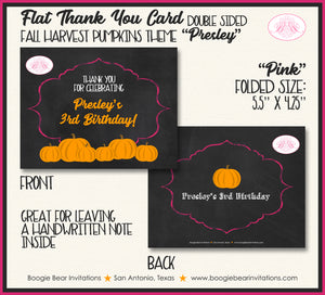 Chalkboard Pumpkin Birthday Party Thank You Card Girl Boy Fall Harvest Boogie Bear Invitations Presley Theme Printed