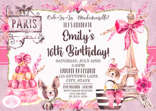 Load image into Gallery viewer, Pink Paris France Birthday Party Invitation Girl Boogie Bear Invitations Emily Theme Paperless Printable Printed