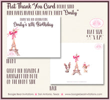 Load image into Gallery viewer, Pink Paris France Party Thank You Card Birthday Girl Boogie Bear Invitations Emily Theme Printed