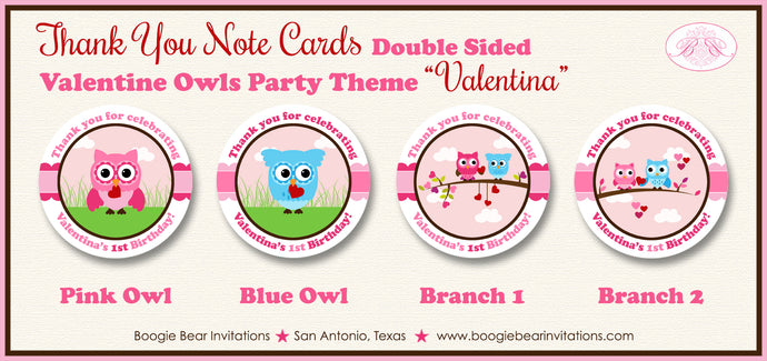 Valentine Owls Party Circle Stickers Birthday Heart Love Boogie Bear Invitations Valentina Theme