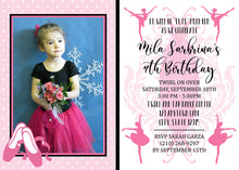 Load image into Gallery viewer, Pink Ballet Birthday Party Invitation Photo Ballerina Boogie Bear Invitations Mila Theme Paperless Printable Printed