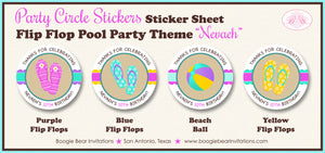 Flip Flop Pool Party Stickers Circle Sheet Birthday Purple Swimming Boogie Bear Invitations Nevaeh Theme