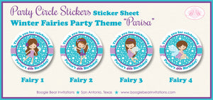 Winter Fairy Girl Party Circle Stickers Birthday Christmas Purple Boogie Bear Invitations Parisa Theme