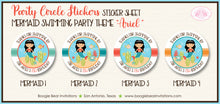 Load image into Gallery viewer, Mermaid Swimming Birthday Party Stickers Circle Sheet Pool Ocean The Sea Boogie Bear Invitations Ariel Theme