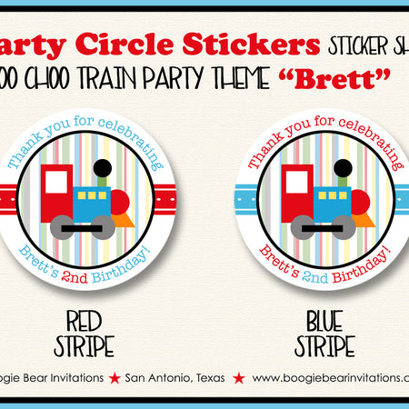 Train Party Stickers Circle Sheet Birthday Choo Choo Boogie Bear Invitations Brett Theme