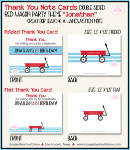 Red Wagon Birthday Party Thank You Card Birthday Blue Modern Boogie Bear Invitations Jonathan Theme Printed