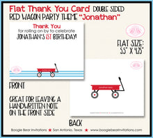 Load image into Gallery viewer, Red Wagon Birthday Party Thank You Card Birthday Blue Modern Boogie Bear Invitations Jonathan Theme Printed