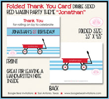 Load image into Gallery viewer, Red Wagon Birthday Party Thank You Card Birthday Blue Modern Boogie Bear Invitations Jonathan Theme Printed