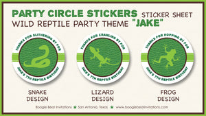 Reptile Birthday Party Stickers Circle Sheet Frog Lizard Snake Wild Boogie Bear Invitations Jake Theme