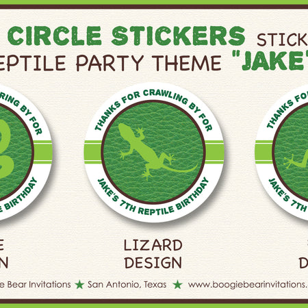 Reptile Birthday Party Stickers Circle Sheet Frog Lizard Snake Wild Boogie Bear Invitations Jake Theme