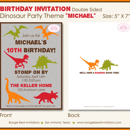 Dinosaur Birthday Party Invitation Modern Boogie Bear Invitations Michael Theme Paperless Printable Printed