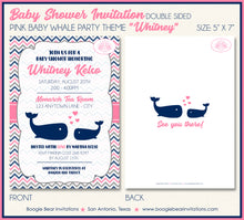 Load image into Gallery viewer, Pink Navy Whale Baby Shower Invitation Girl Boogie Bear Invitations Whitney Theme Paperless Printable Printed