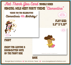 Cowgirl Wild West Party Thank You Card Birthday Country Girl Boogie Bear Invitations Clementine Theme Printed