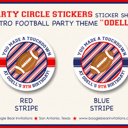 Football Birthday Party Stickers Circle Sheet Round Sports Game Boogie Bear Invitations Odell Theme