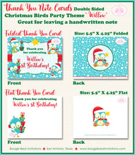 Load image into Gallery viewer, Christmas Birds Party Thank You Cards Birthday Winter Woodland Boogie Bear Invitations Willow Theme Printed