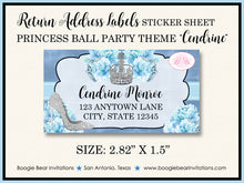 Load image into Gallery viewer, Princess Ball Birthday Party Invitation Blue Cinderella Crown Boogie Bear Invitations Cendrine Theme Paperless Printable Printed