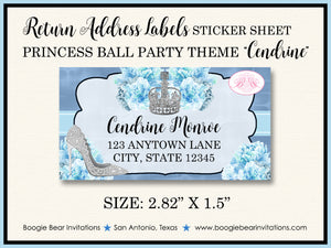 Princess Ball Birthday Party Invitation Blue Cinderella Crown Boogie Bear Invitations Cendrine Theme Paperless Printable Printed