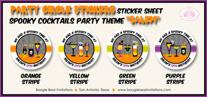 Spooky Cocktails Party Circle Stickers Birthday Halloween Boogie Bear Invitations Salem Theme