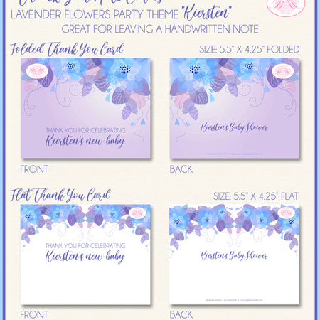Lavender Flowers Party Thank You Card Baby Shower Boogie Bear Invitations Kiersten Theme