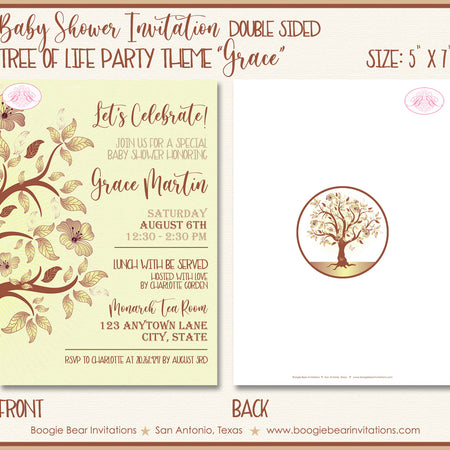Tree of Life Baby Shower Party Invitation Religious Boogie Bear Invitations Grace Theme Paperless Printable Printed