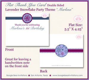 Winter Snowflake Thank You Card Birthday Party Purple Christmas Boogie Bear Invitations Marlena Theme Printed