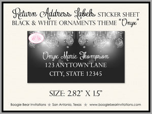 Black White Glowing Ornaments Birthday Party Invitation Sweet 16 Boogie Bear Invitations Onyx Theme Paperless Printable Printed