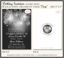 Load image into Gallery viewer, Black White Glowing Ornaments Birthday Party Invitation Sweet 16 Boogie Bear Invitations Onyx Theme Paperless Printable Printed