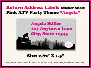 Pink ATV Birthday Party Invitation Girl Quad 4 Wheeler Boogie Bear Invitations Angela Theme Printed