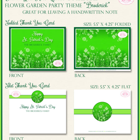 St. Patrick's Day Thank You Cards Party Flower Garden Boogie Bear Invitations Broderick Theme Printed