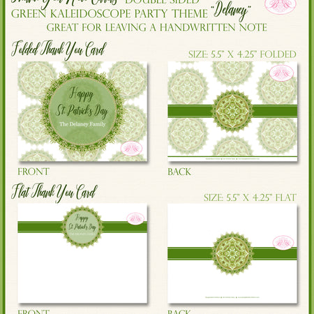 Green Kaleidoscope Party Thank You Card Note Boogie Bear Invitations Delaney Theme