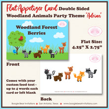 Load image into Gallery viewer, Woodland Animals Baby Shower Favor Card Place Food Tag Tent Appetizer Party Forest Boogie Bear Invitations Adrian Theme