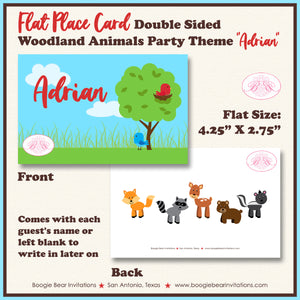 Woodland Animals Baby Shower Favor Card Place Food Tag Tent Appetizer Party Forest Boogie Bear Invitations Adrian Theme