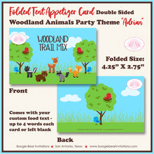 Load image into Gallery viewer, Woodland Animals Baby Shower Favor Card Place Food Tag Tent Appetizer Party Forest Boogie Bear Invitations Adrian Theme