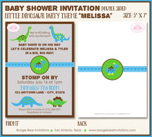 Load image into Gallery viewer, Little Dinosaur Baby Shower Invitation Party Blue Boogie Bear Invitations Melissa Theme Paperless Printable Printed